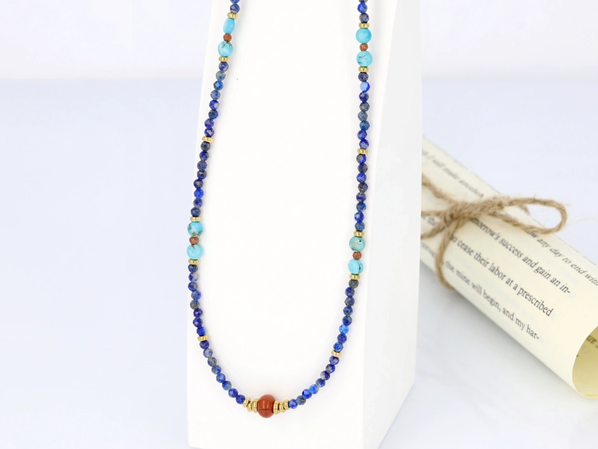 Naszyjnik lapis turkus koral