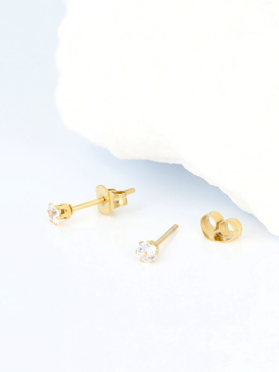 Kolczyki okrągła cyrkonia (3 mm)